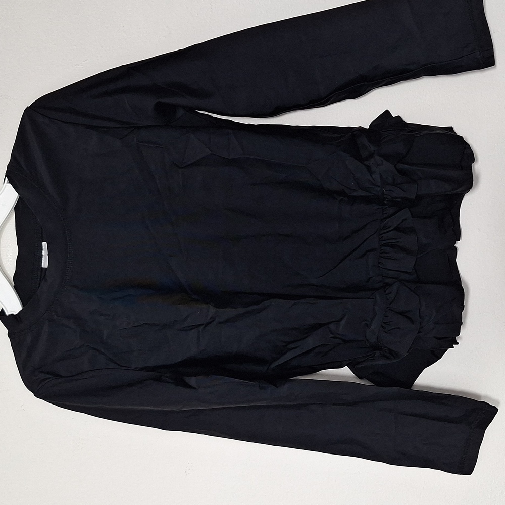 Hodo Sports Girls Black Long Sleeve Ruffle Swim Rashguard